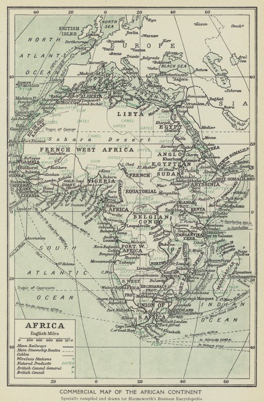 Afrikan mantereen kaupallinen kartta (litografia) tekijältä English School