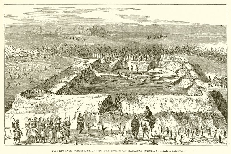 Konfederaation linnoitukset Manassas Junctionin pohjoispuolella, lähellä Bull Runia tekijältä English School