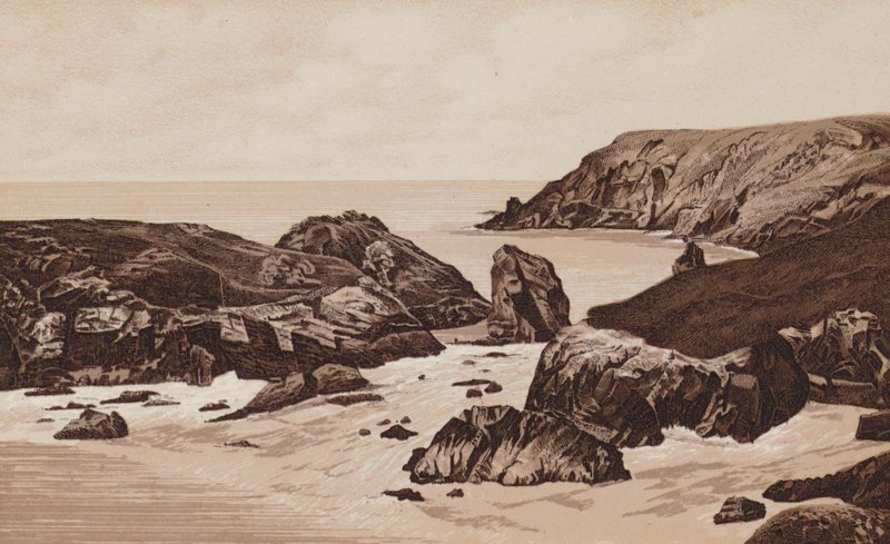 Cornwall: Kynance Cove, Penzance (litho) tekijältä English School
