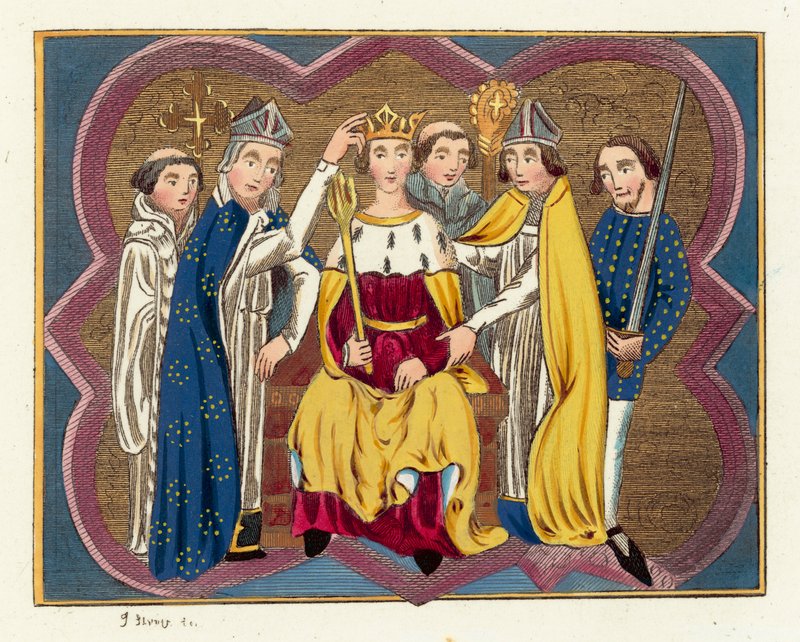 Kuningas Richard II:n kruunaus (värillinen kaiverrus) tekijältä English School