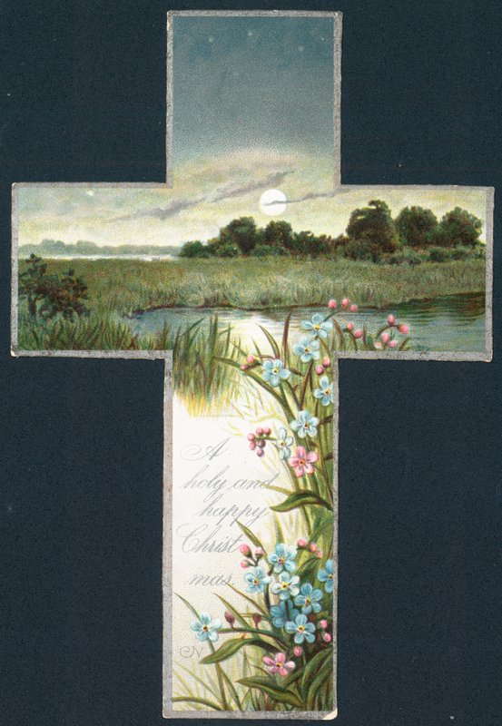 Country Scene sisällä Cross, joulukortti tekijältä English School