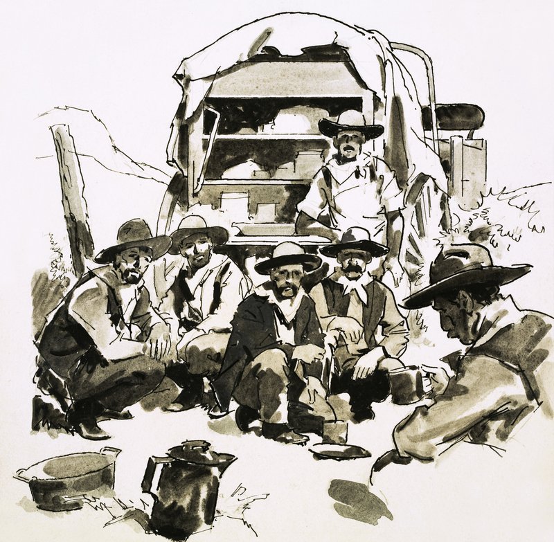 Cowboyt kokoontuivat istukkavaunun ympärille tekijältä English School