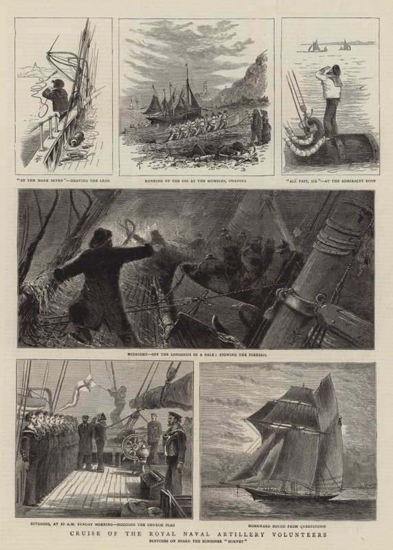 Royal Naval Artillery Volunteersin risteily (kaiverrus) tekijältä English School