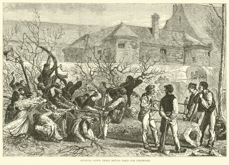 Puiden kaato Pariisin ympärillä polttopuita varten, lokakuu 1870 tekijältä English School