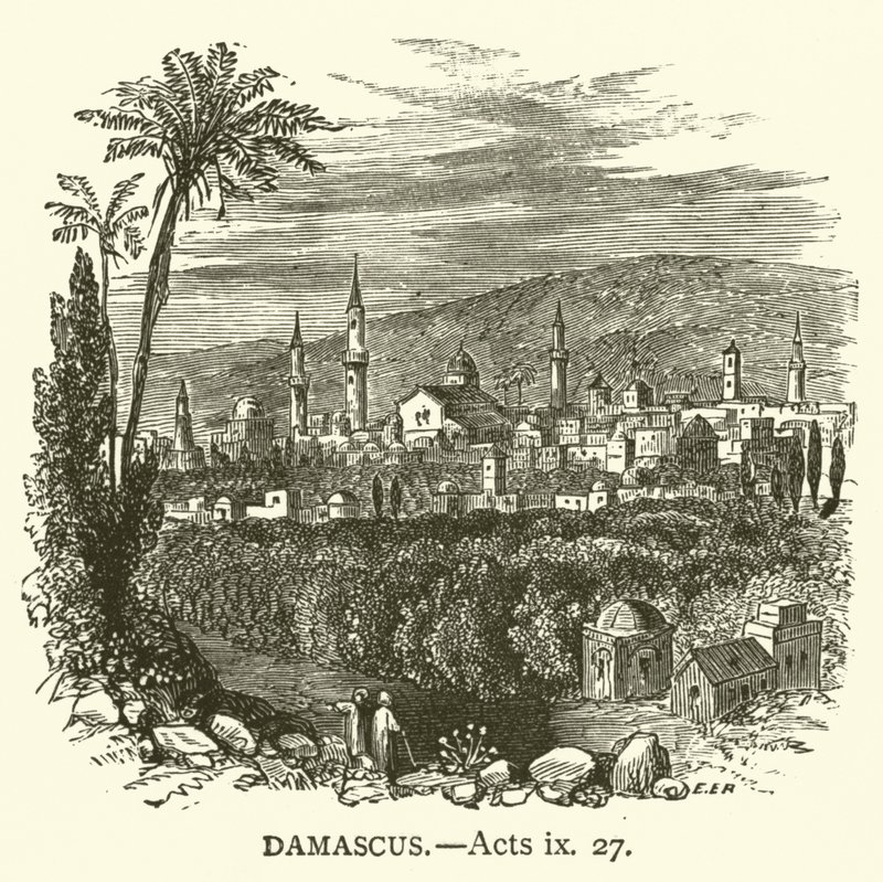 Damaskos, Apostolien teot, ix, 27 (kaiverrus) tekijältä English School