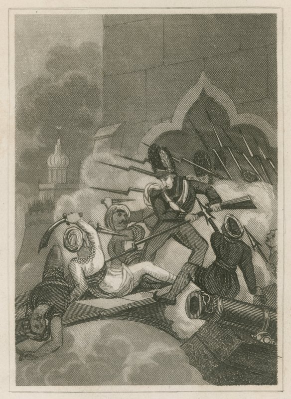 Tippoo Sahib kuoli Seringapatamin piirityksessä, Intiassa, 1799 tekijältä English School