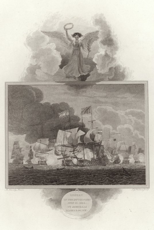 Amiraalit Blaken ja Monkin tappio Alankomaiden laivaston 13. heinäkuuta 1653 tekijältä English School