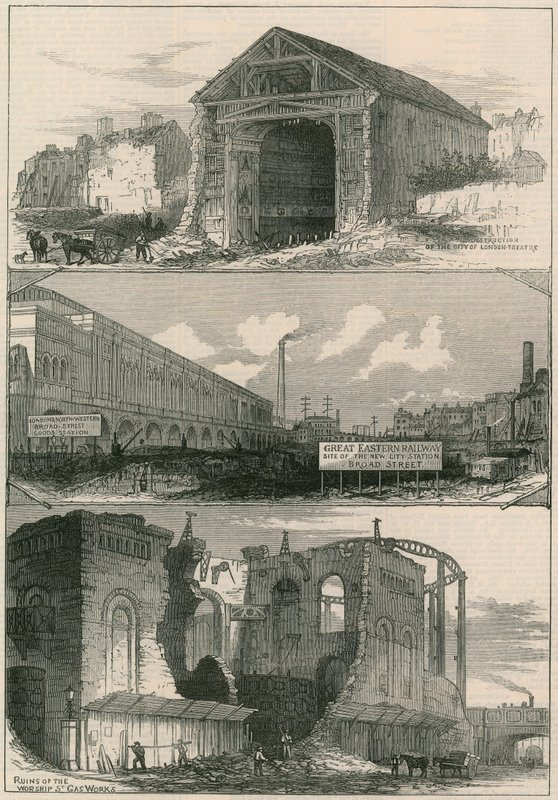 Purkutöitä Great Eastern Railwayn laajennuksille Broad Streetille tekijältä English School