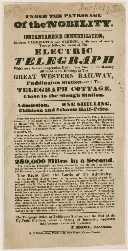 Sähkölennättimen esittely, 1845 tekijältä English School