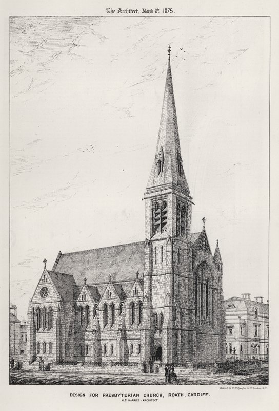 Suunnittelu Presbyterian Churchille, Roath, Cardiff (kaiverrus) tekijältä English School
