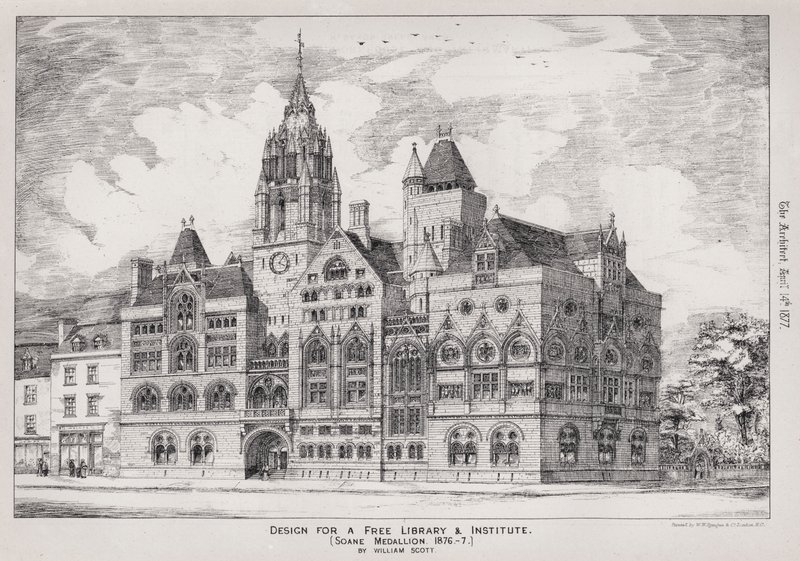 Suunnittelu ilmaiselle kirjastolle ja instituutille, Soane Medallion tekijältä English School