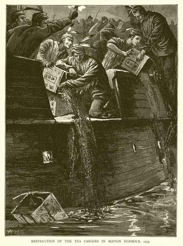 Teelastien tuhoaminen Bostonin satamassa, 1773 tekijältä English School