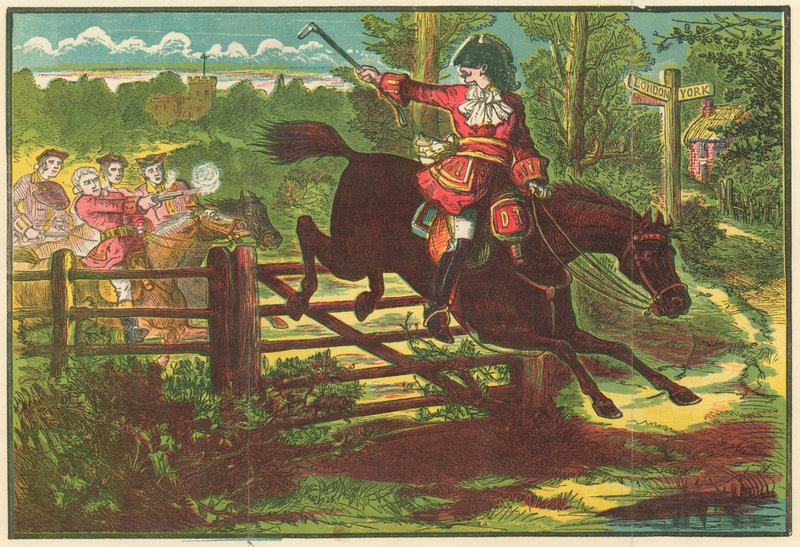 Dick Turpin uhmaa Bow Streetin juoksijoita tekijältä English School