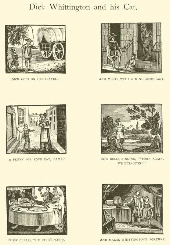 Dick Whittington ja hänen kissansa (puupiirros) tekijältä English School