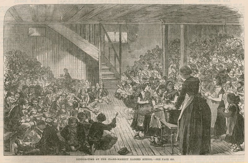 Illallinen Clare Marketin repaleisessa koulussa, joulu 1869 tekijältä English School