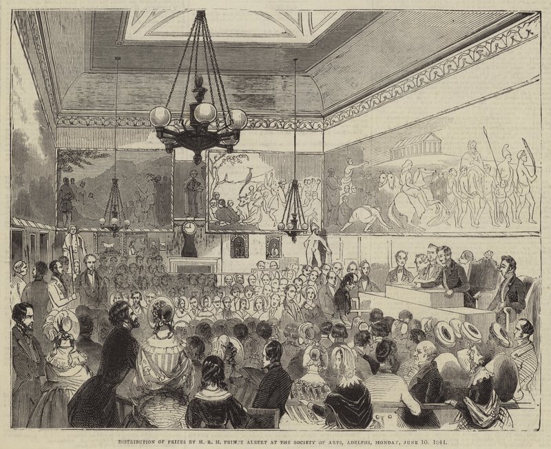 HRH Prince Albertin palkintojen jako Adelphin taideyhdistyksessä maanantaina 10. kesäkuuta 1844 tekijältä English School