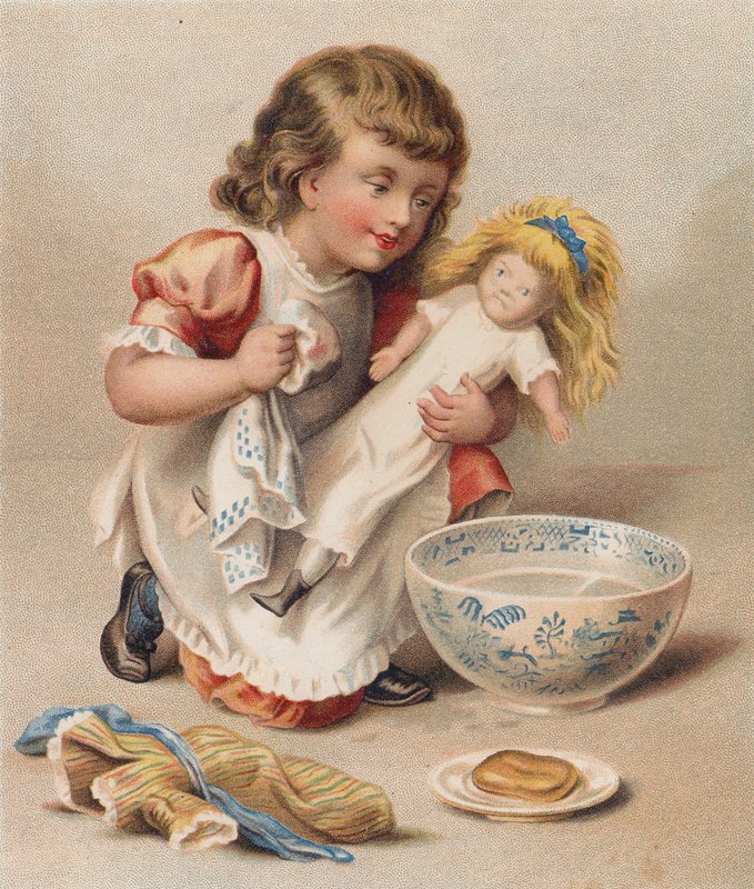 Dollyn kylpyamme (chromolitho) tekijältä English School