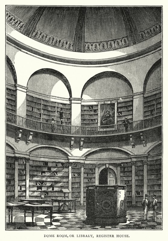 Dome Room tai kirjasto, rekisteritalo (kaiverrus) tekijältä English School