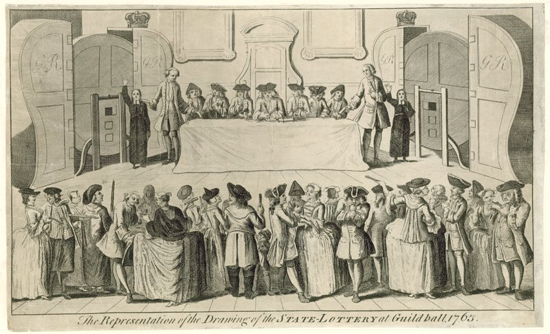 Arvonta valtion lotosta Guildhallissa vuonna 1763 tekijältä English School