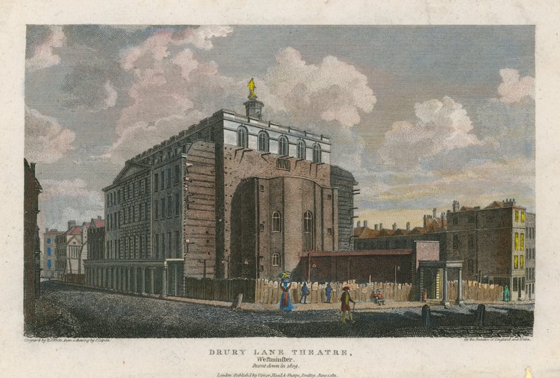 Drury Lane Theatre, Westminster, Lontoo; paloi vuonna 1809 tekijältä English School