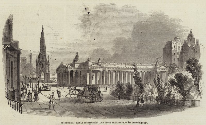 Edinburgh, Royal Institution ja Scott Monument (kaiverrus) tekijältä English School