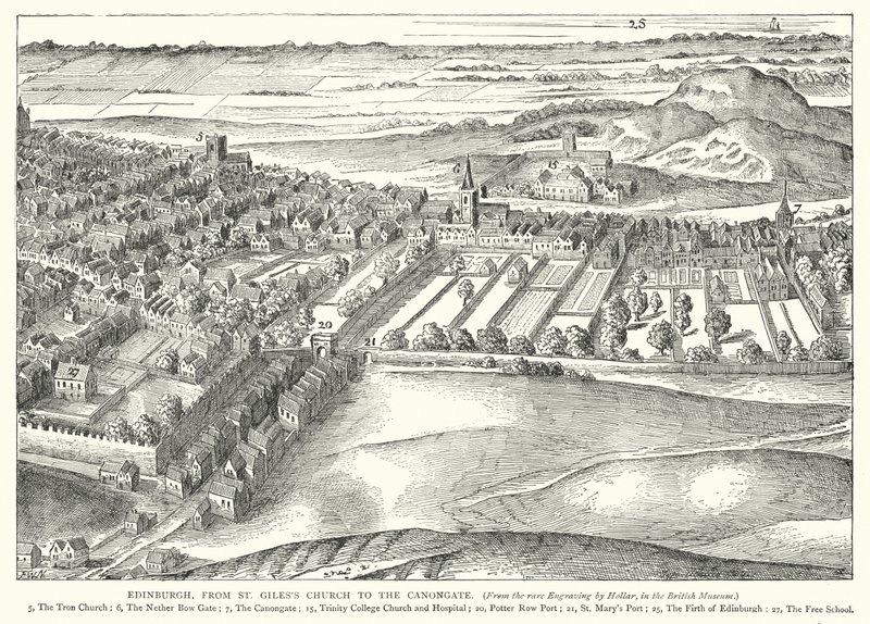 Edinburgh, St Gilesin kirkosta Canongateen (kaiverrus) tekijältä English School