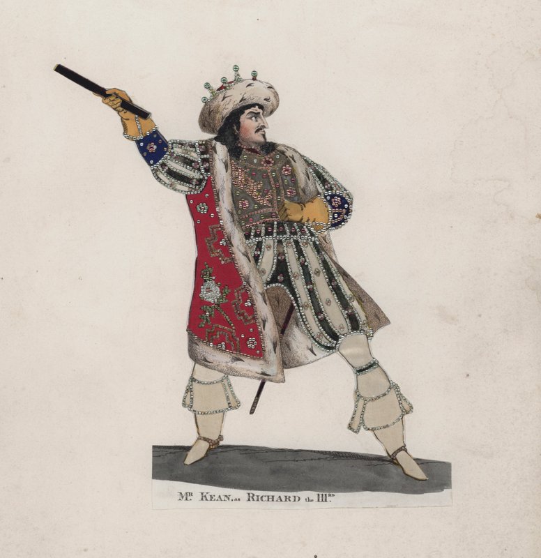 Edmund Kean kuninkaana Richard III:na (värikaiverrus) tekijältä English School