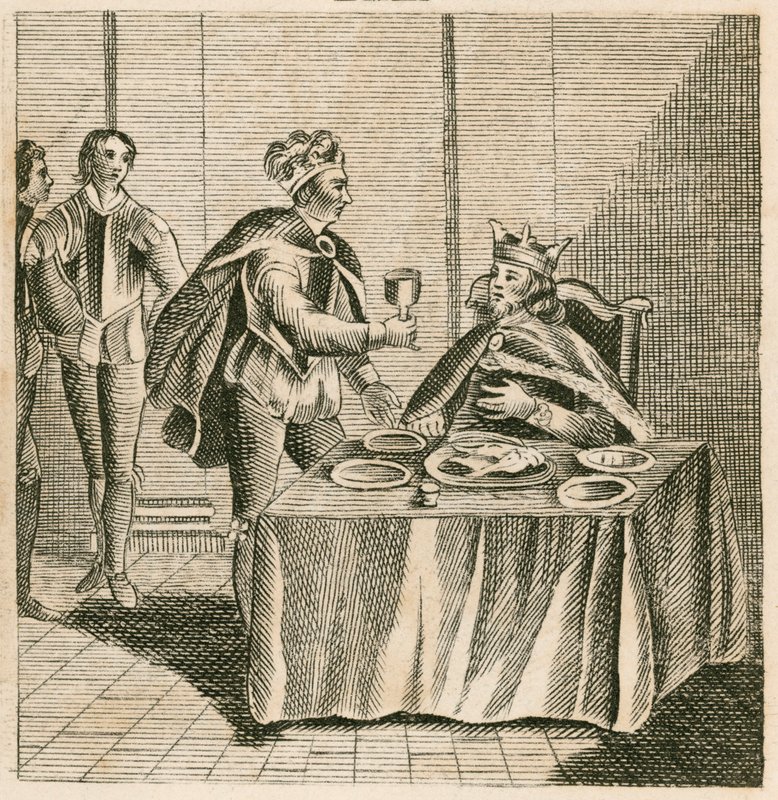 Edward, musta prinssi, odottaa vankejaan, Ranskan kuningas Johannes II tekijältä English School