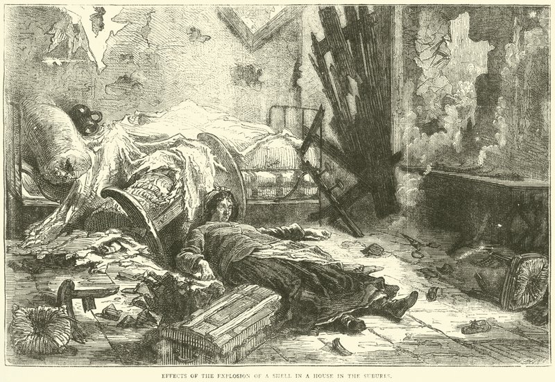 Ammion räjähdyksen vaikutukset talossa esikaupunkialueella, toukokuu 1871 tekijältä English School
