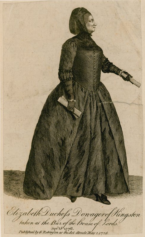 Elizabeth Duchess of Kingston otettu vastaan House of Lordsissa tekijältä English School