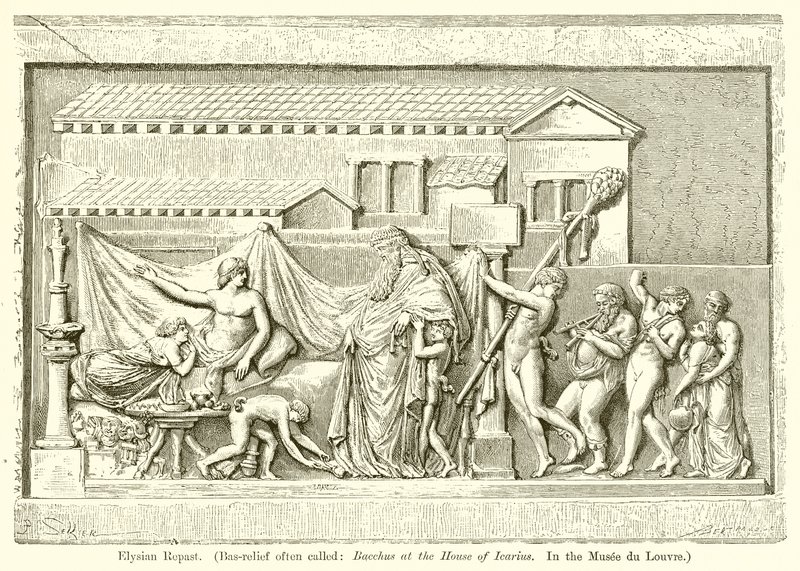Elysian Repast. (Bacchus Ikariuksen talossa. Musee du Louvressa) tekijältä English School
