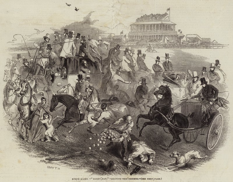 Epsom Races, "Derby Day", lähtee kurssilta (kaiverrus) tekijältä English School