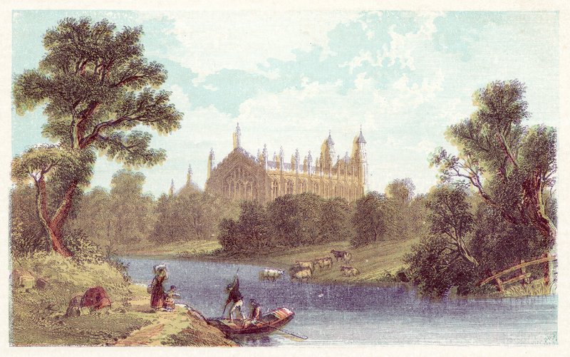 Eton College (värillinen litografia) tekijältä English School