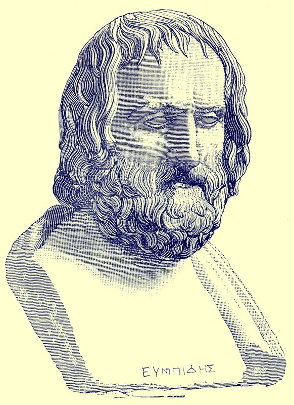 Euripides, kuvitus Victor Duruyn teoksesta "History of Rome", julkaistu 1884 (digitaalisesti paranneltu kuva) tekijältä English School