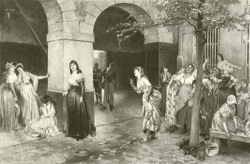 Evariste Carpentier Mme Roland Ste Pelagien vankilassa (kaiverrus) tekijältä English School