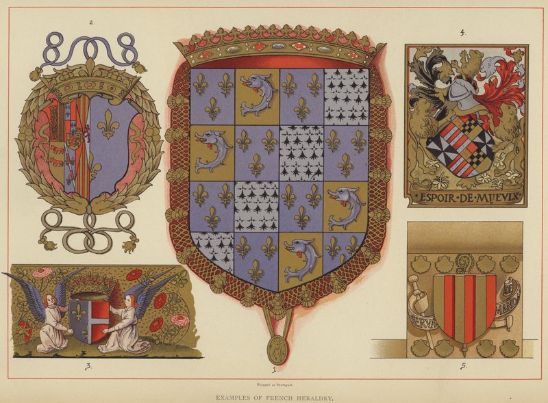Esimerkkejä ranskalaisesta heraldiikasta (väri litho) tekijältä English School