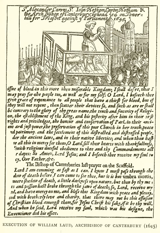 Canterburyn arkkipiispan William Laudin teloitus (1645) tekijältä English School