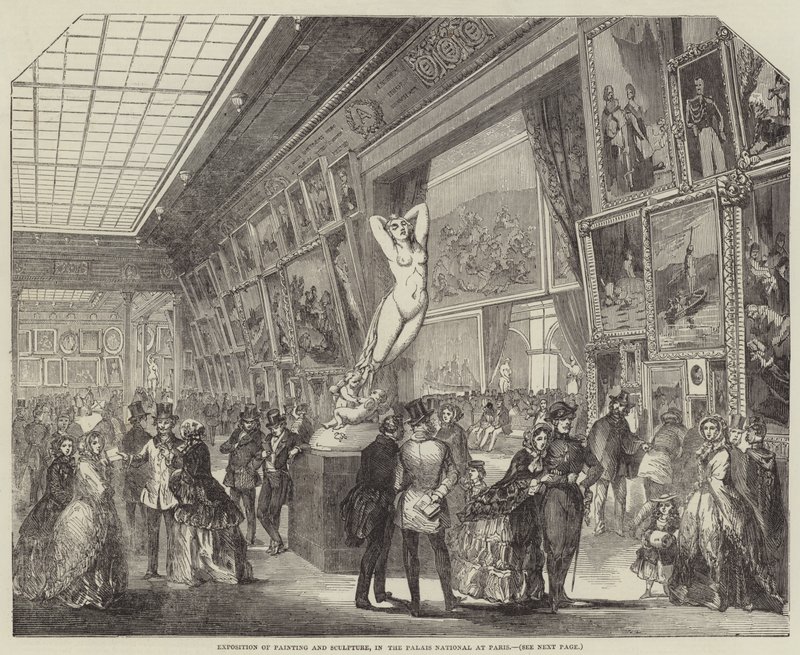 Maalauksen ja kuvanveiston näyttely Pariisin Palais Nationalissa (kaiverrus) tekijältä English School