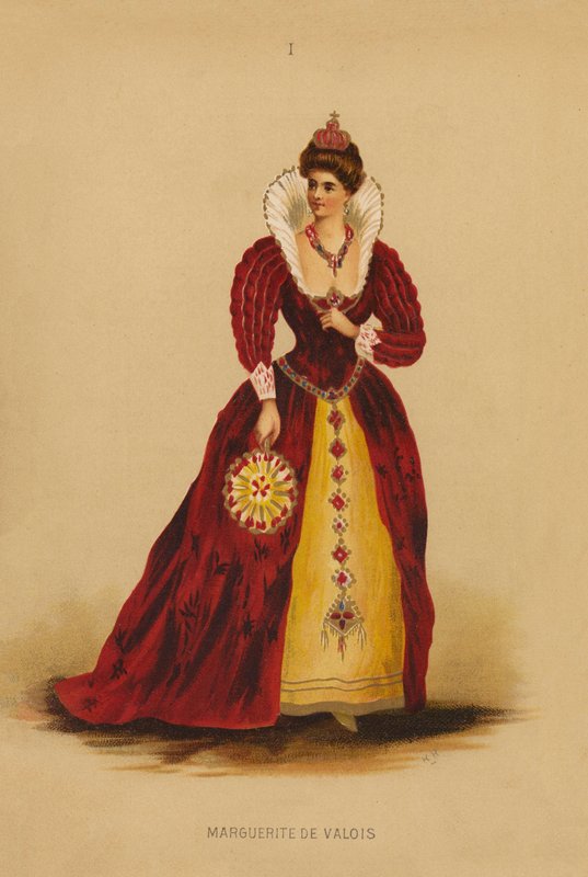 Naamiaisasut: Marguerite De Valois (värilitro). tekijältä English School
