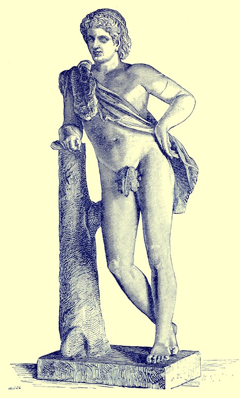 Praxitelesin faun, Victor Duruyn kuvitus Rooman historiasta, julkaistu 1884 (digitaalisesti paranneltu kuva) tekijältä English School