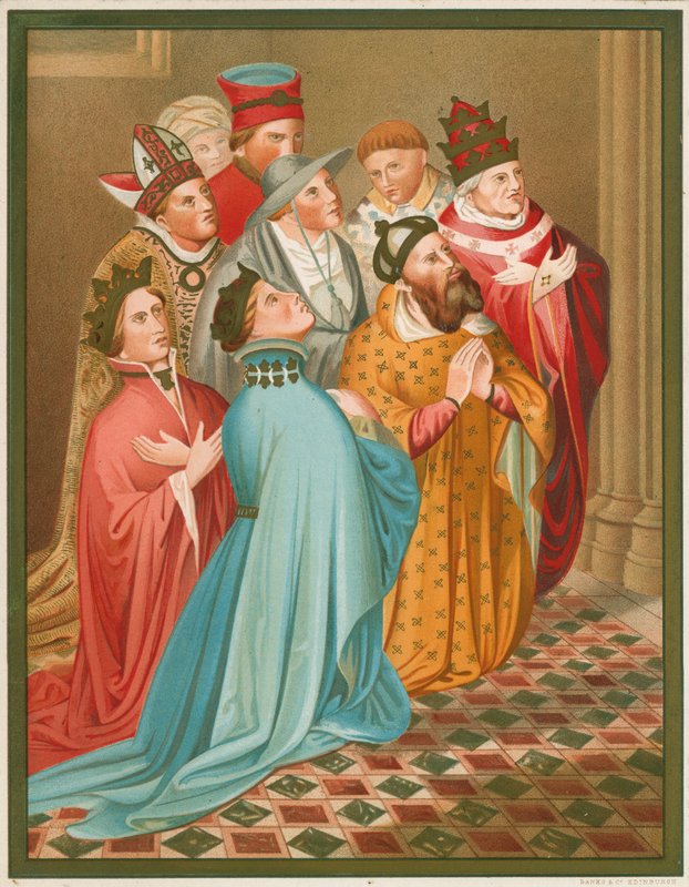 Ferdinand I, Arragonin kuningas, hänen kuningattarensa, keisari Sigismund ja paavi Martin V tekijältä English School