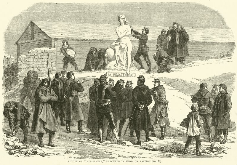 Vastarintahahmo, teloitettu lumessa bastionilla nro 85, joulukuu 1870 tekijältä English School