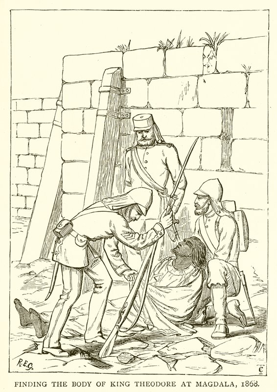 Kuningas Theodoren ruumiin löytäminen Magdalassa, 1868 tekijältä English School