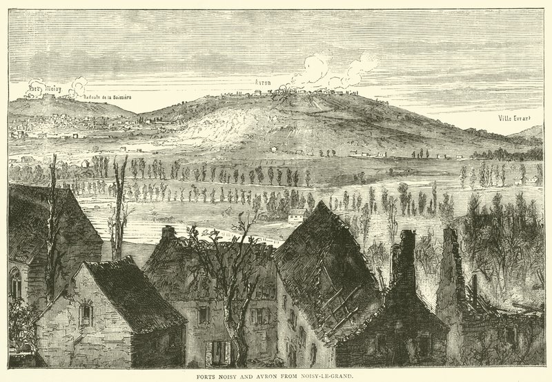 Noisyn ja Avronin linnakkeet Noisy-le-Grandista tammikuussa 1871 tekijältä English School
