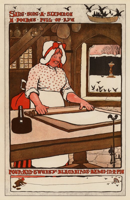 Four and Twoty Blackbirds paistettu piirakka (väri litho) tekijältä English School