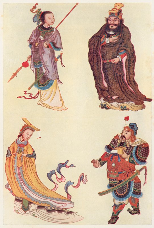 Neljä kuuluisaa hahmoa Kiinan historiassa (värilitho) tekijältä English School