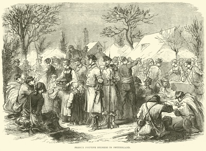 Ranskalaiset pakolaiset sotilaat Sveitsissä marraskuussa 1870 tekijältä English School