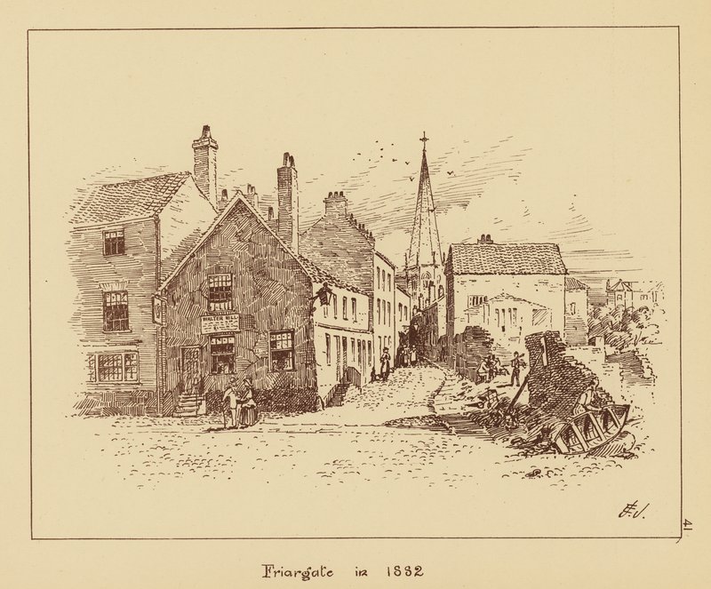 Friargate vuonna 1882 (litografia) tekijältä English School