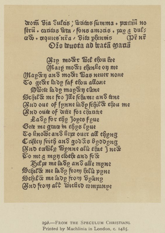 Speculum Christianista, painanut Machlinia Lontoossa, n. 1485 (litho) tekijältä English School
