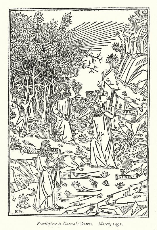 Coaecan Danten etukappale, maaliskuu 1491 (kaiverrus) tekijältä English School